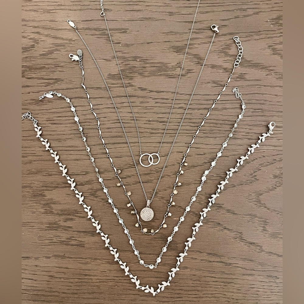 Vintage Sparkling Silver Necklace Set of Five